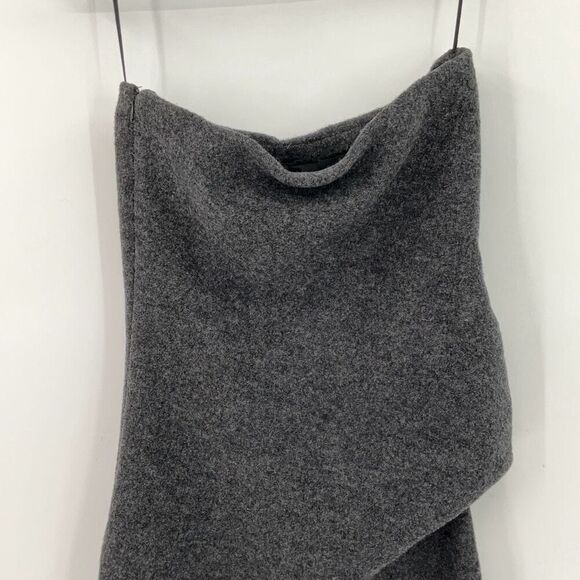 ZARA Gray Strapless Wool Limited Edition Tube Draped Maxi Dress Small - Picture 7 of 12